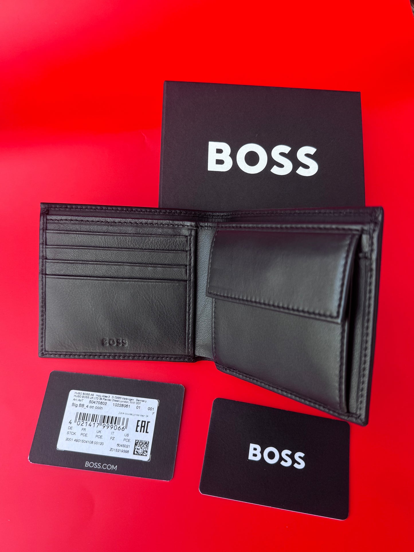 EMBOSSED-LOGO WALLET IN GRAINED LEATHER WITH COIN POCKET