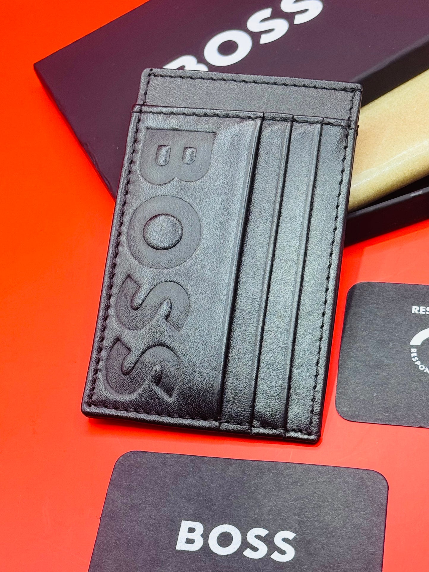 ANILKINE LEATHER CARD HOLDER WITH EMBOSSED LOGO