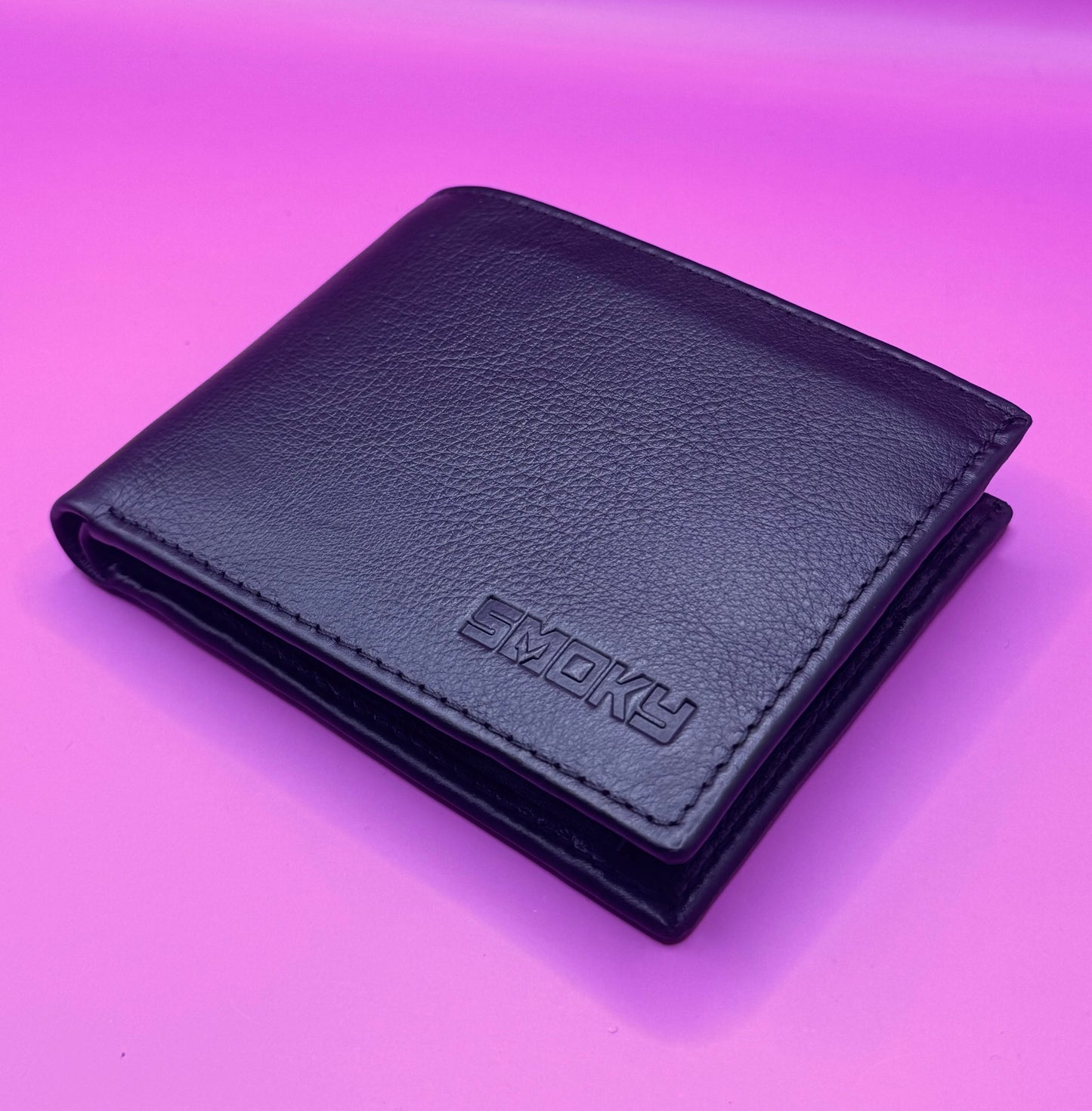 LEATHER BILLFOLD WALLET WITH EMBOSSED LOGO & COIN POCKET