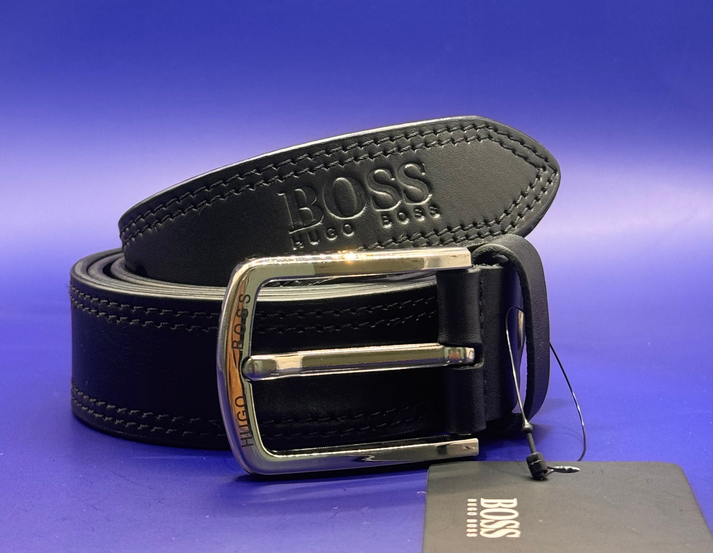 GENUINE LEATHER BELT WITH CONTRAST DOUBLE STITCHING