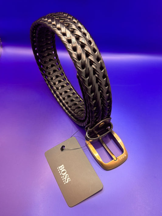 BRAIDED BASKETWEAVE LEATHER BELT