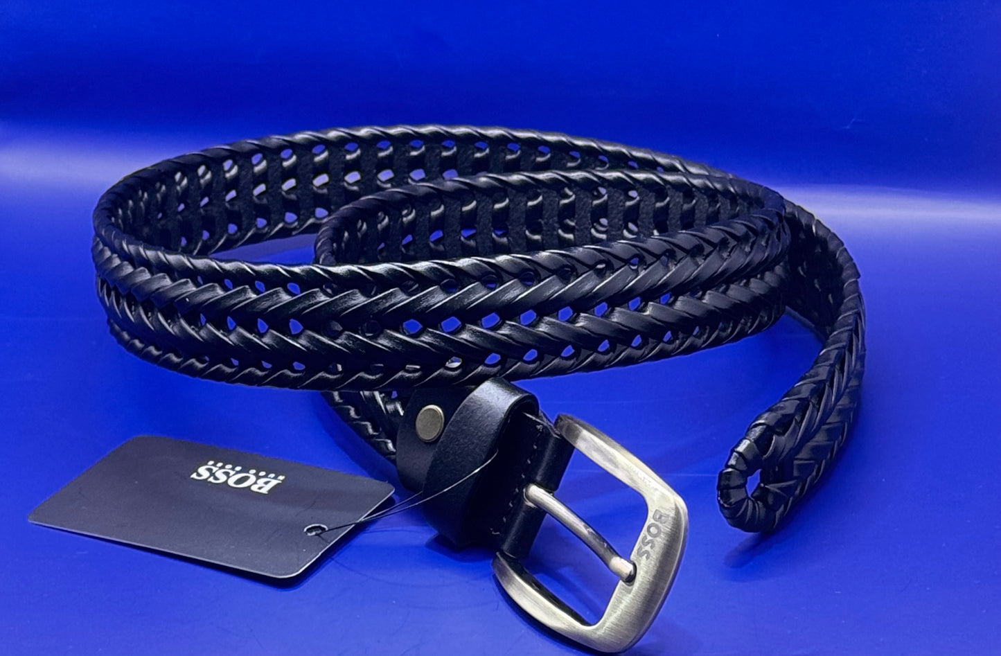 BRAIDED BASKETWEAVE LEATHER BELT