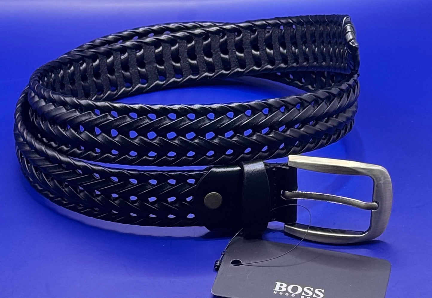 BRAIDED BASKETWEAVE LEATHER BELT