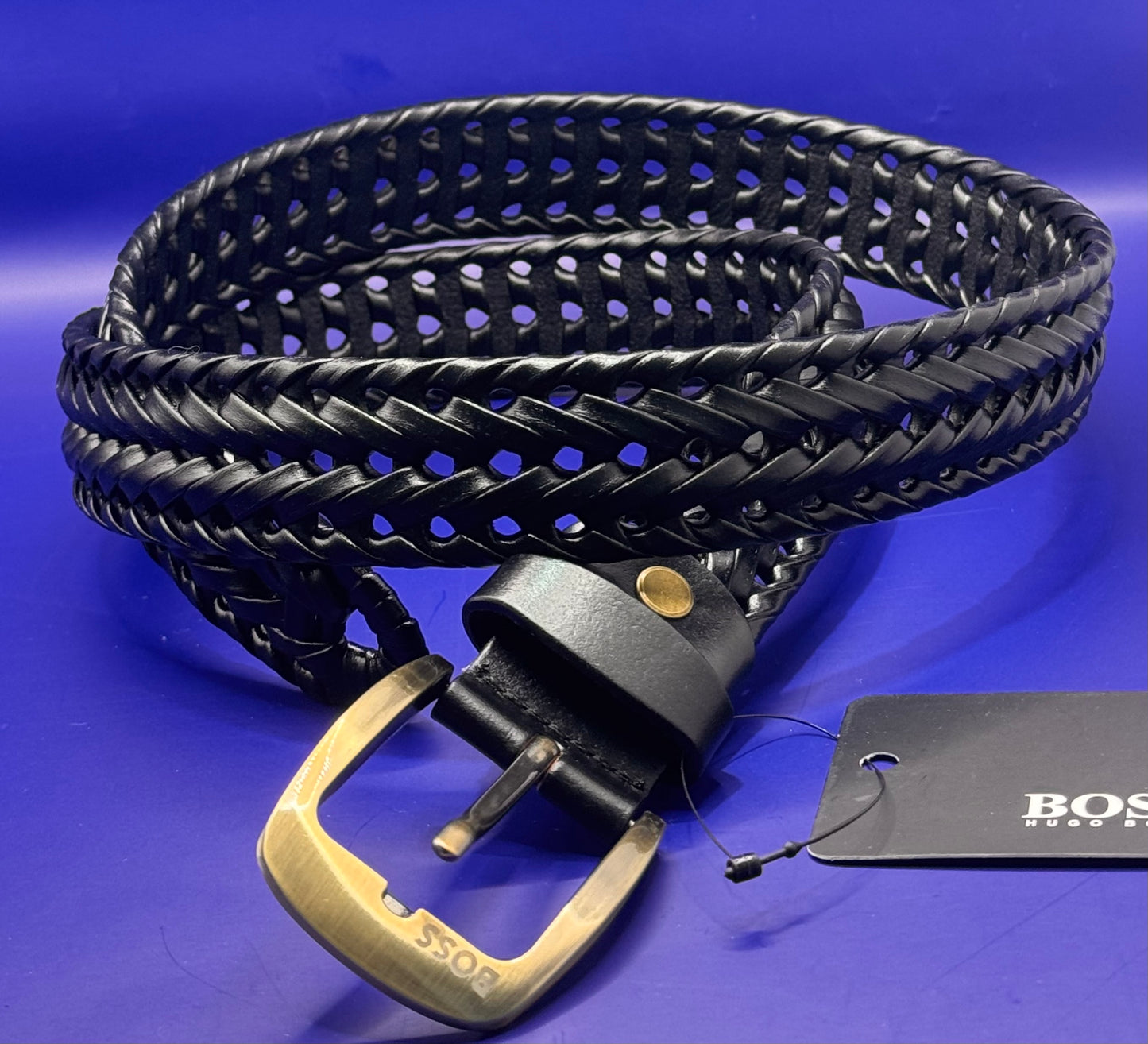 BRAIDED BASKETWEAVE LEATHER BELT