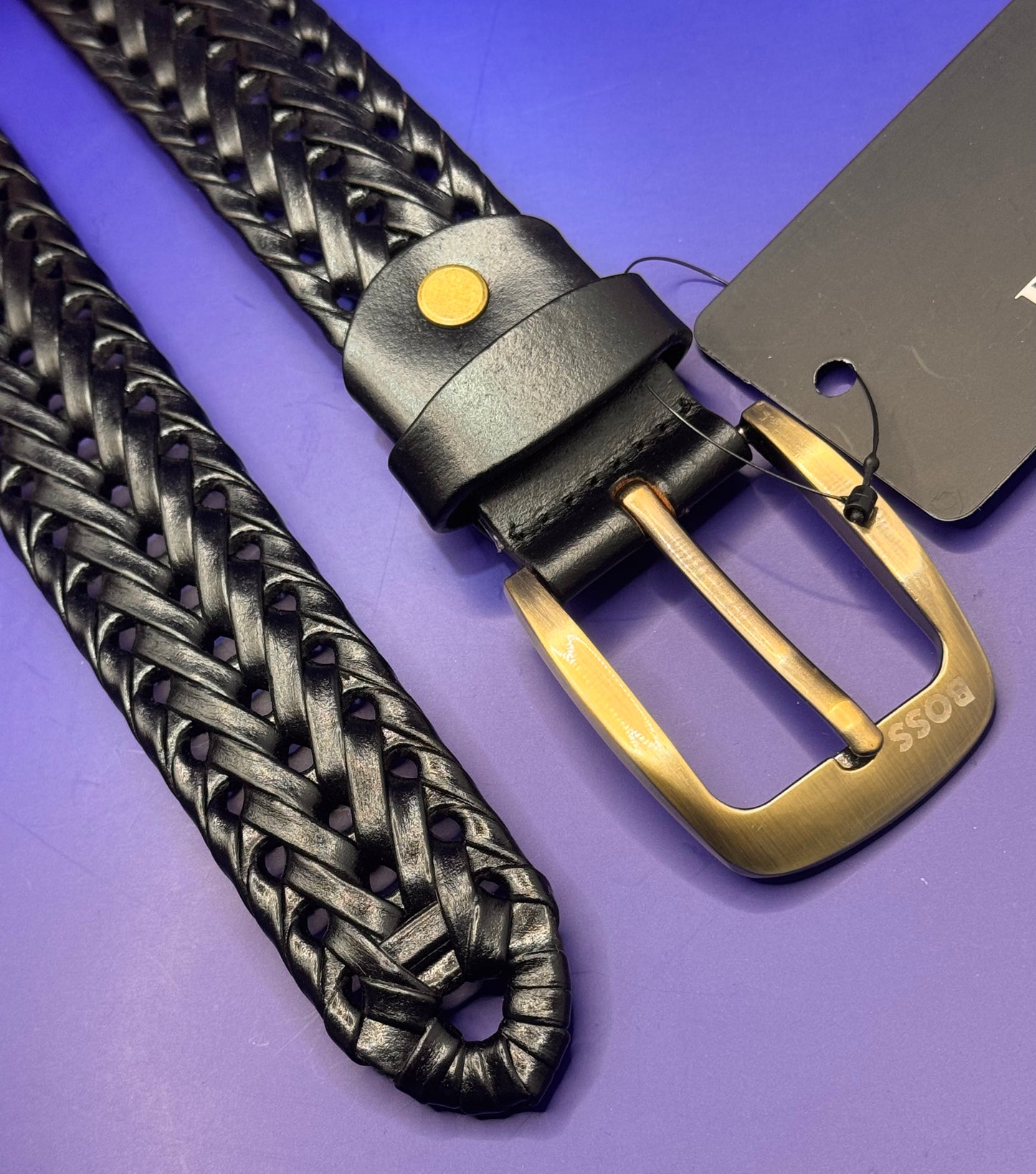 BRAIDED BASKETWEAVE LEATHER BELT