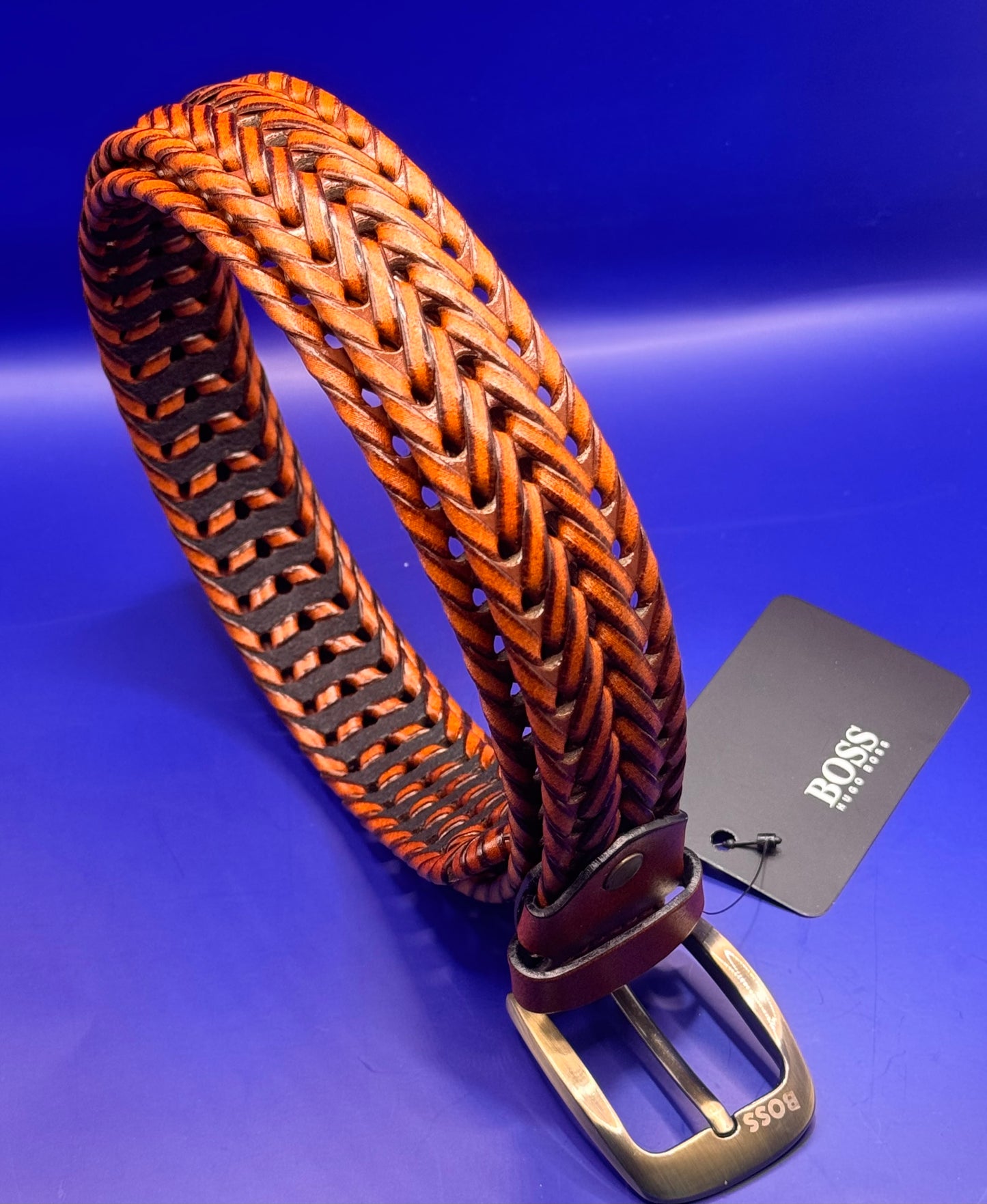 BRAIDED BASKETWEAVE LEATHER BELT