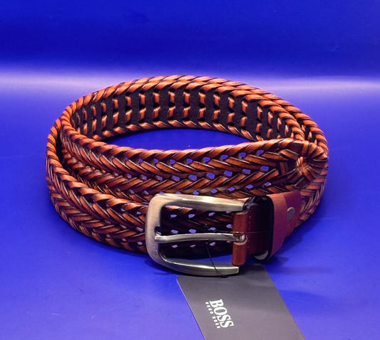 BRAIDED BASKETWEAVE LEATHER BELT