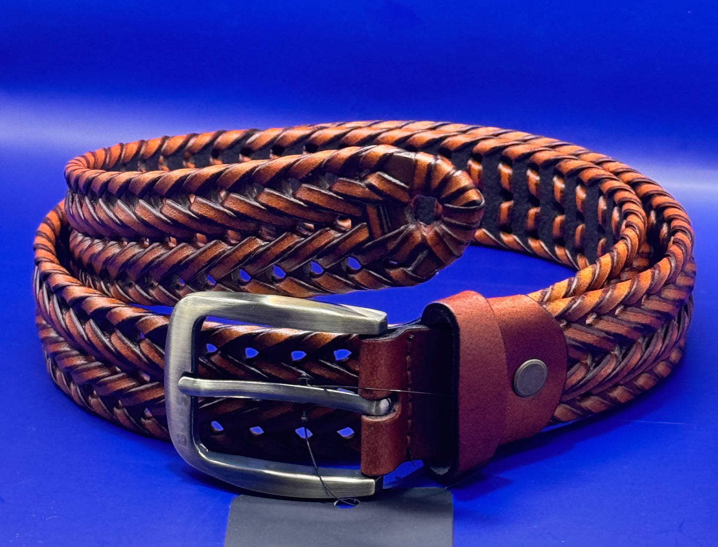 BRAIDED BASKETWEAVE LEATHER BELT