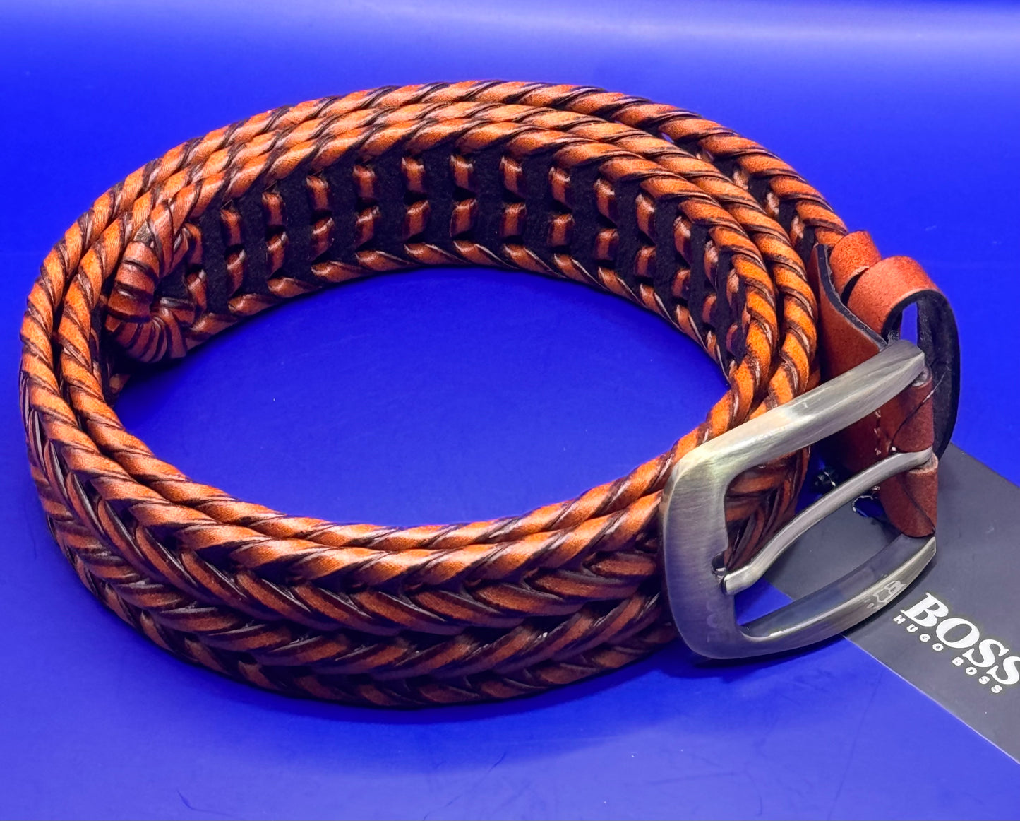 BRAIDED BASKETWEAVE LEATHER BELT