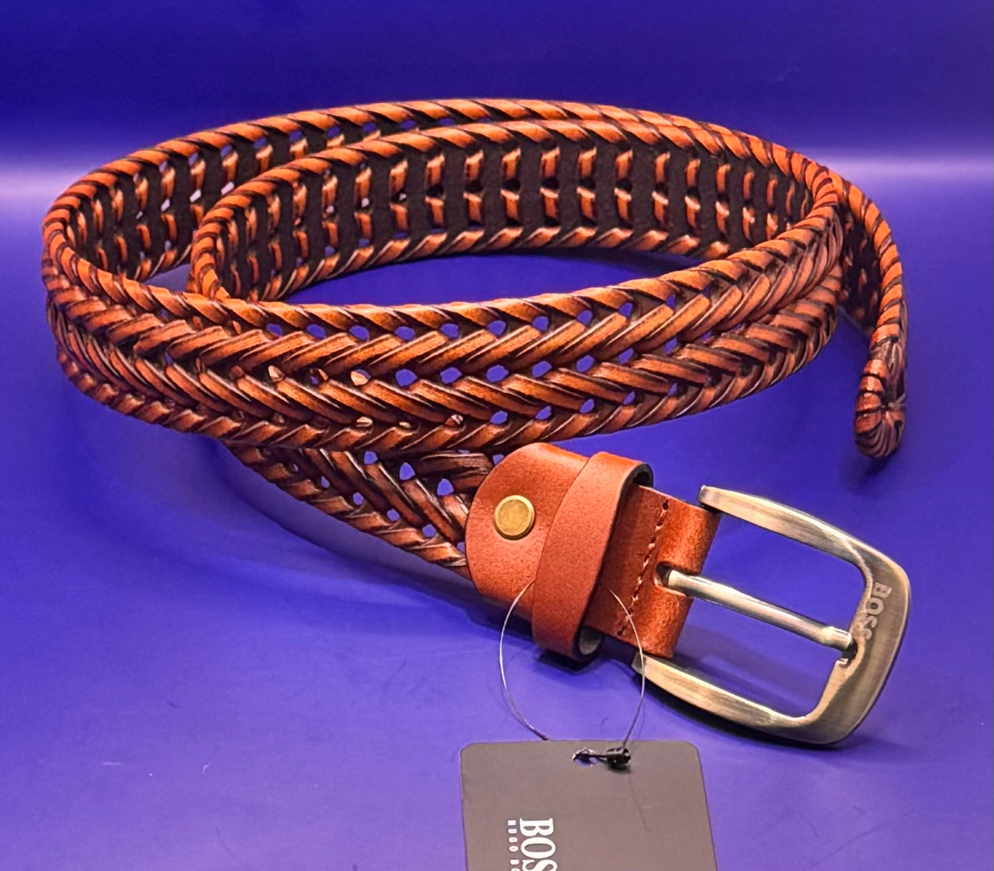 BRAIDED BASKETWEAVE LEATHER BELT