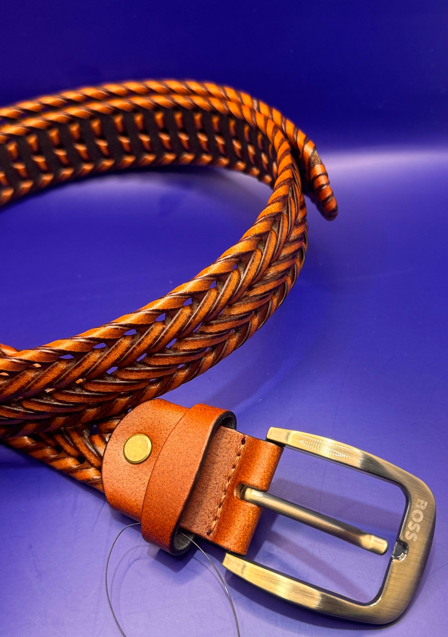 BRAIDED BASKETWEAVE LEATHER BELT