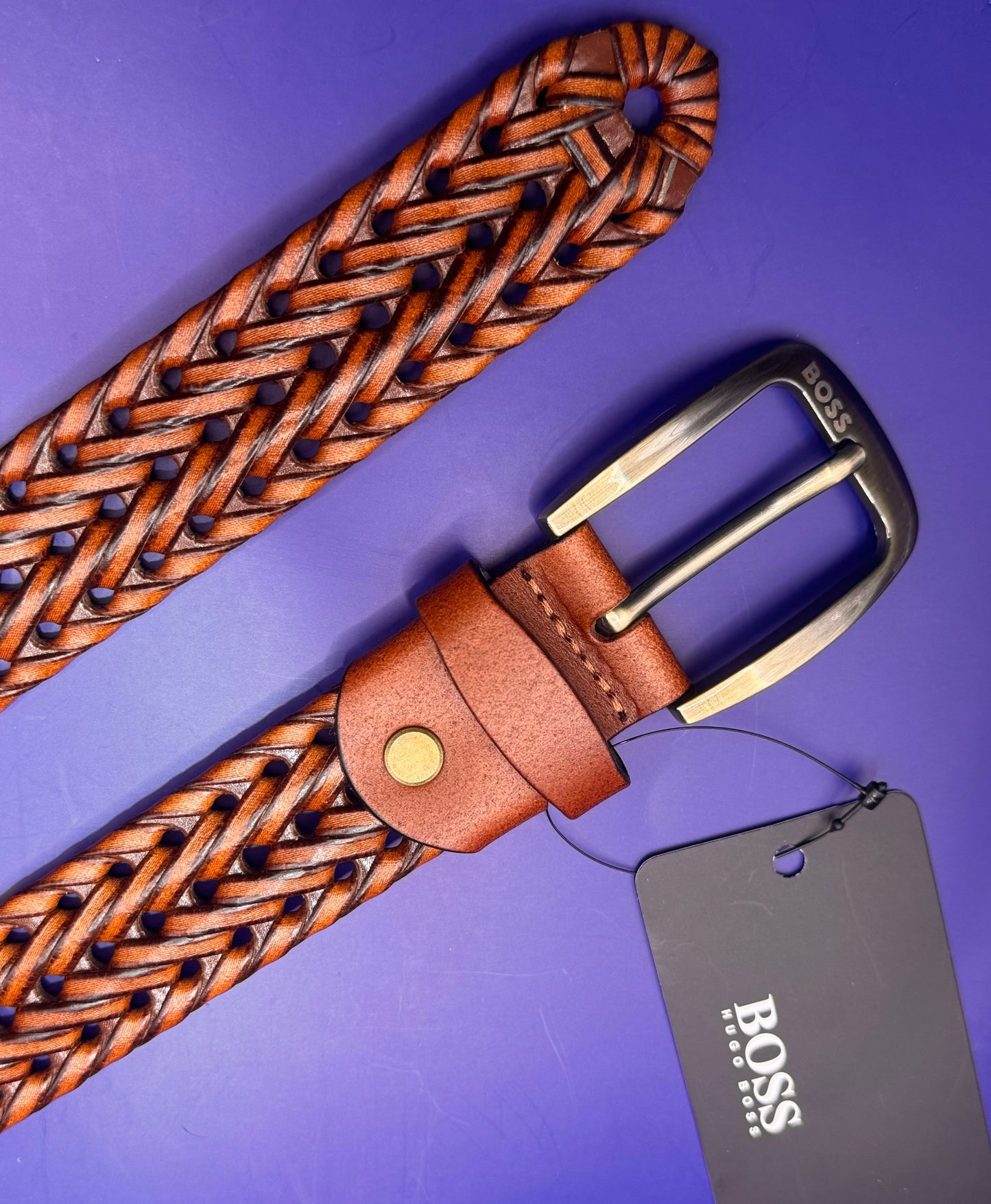 BRAIDED BASKETWEAVE LEATHER BELT